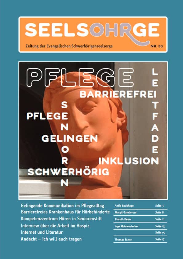 Hörgeschädigte Person mit Gehörschutz, symbolisch für Schwerhörigkeit und Inklusion.