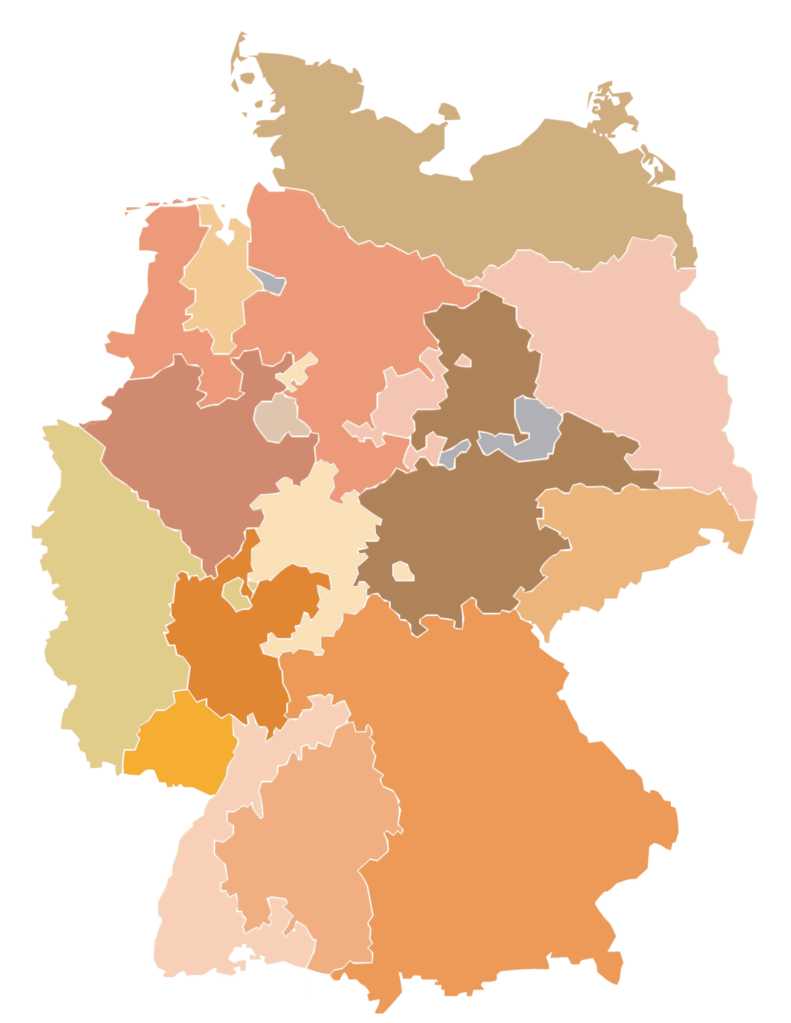 Deutschlandkarte mit Bundesländern in verschiedenen Farben, symbolisiert regionale Ansprechpartner.