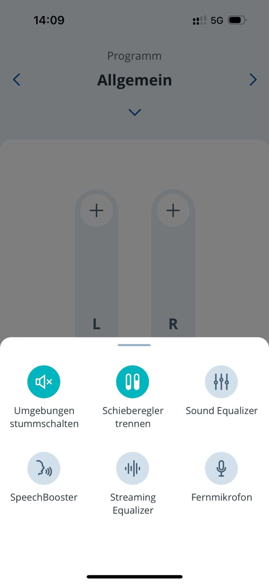 Barrierefreier Audioeinstellungen-Icons auf Smartphone-Bildschirm.