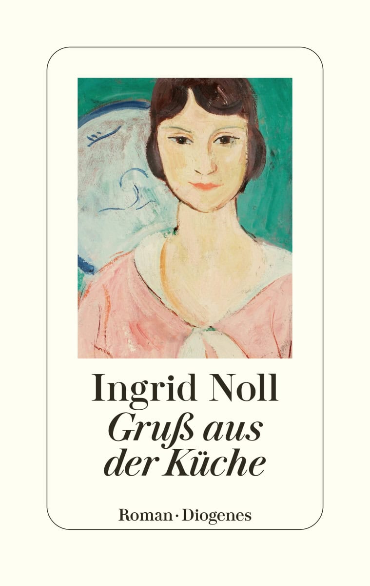 A watercolor portrait of a woman with short brown hair and a pink top.